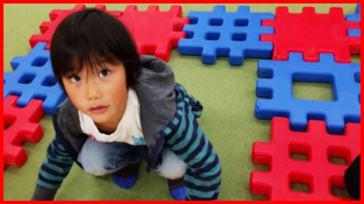 Kids Playing with STEP2 Slides and Little Tikes Big Waffle Blocks Toys Indoor Playground